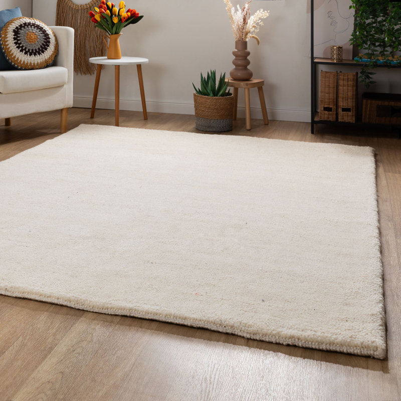 Eligah Wool Hand Knotted Area Rug, Beige, Rectangle 140 x 200cm