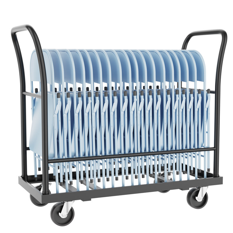 Chariot pliant robuste avec roulettes pour chaise, capacité de 300 lb, peut contenir 18 chaises
