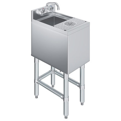 Évier de bar commercial en acier inoxydable avec rince-verres, robinet et dosseret de 7,6 cm (3 po).