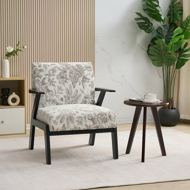 Fauteuil Mid-Century moderne avec tissu brodé élégant et design ergonomique pour le salon et le bureau