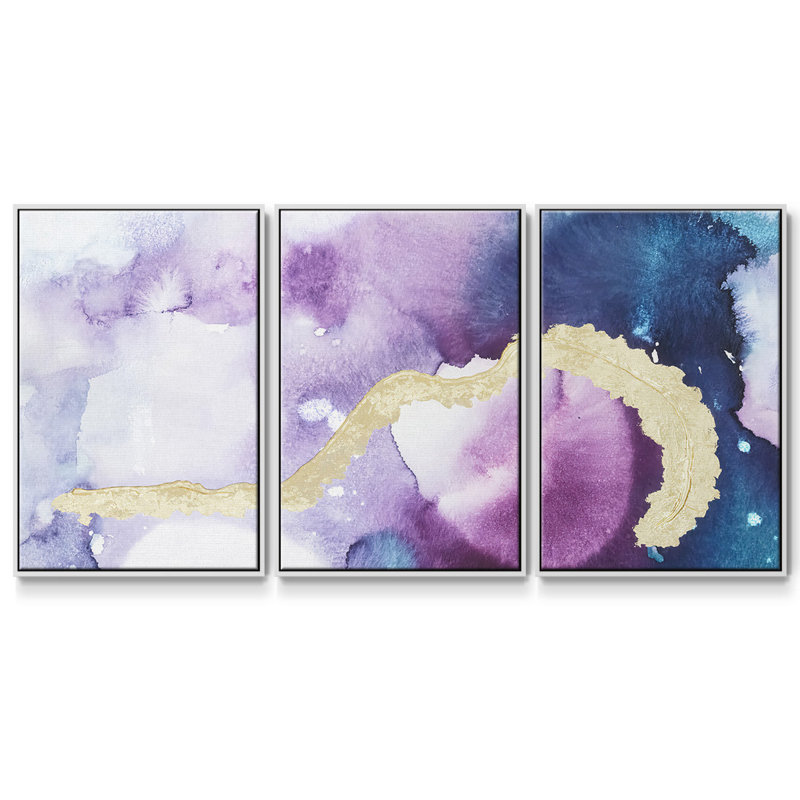 Ice Crystals III - 3 pièces, reproduction sur toile, Blanc, H 40 po x l 78 po x P 2 po