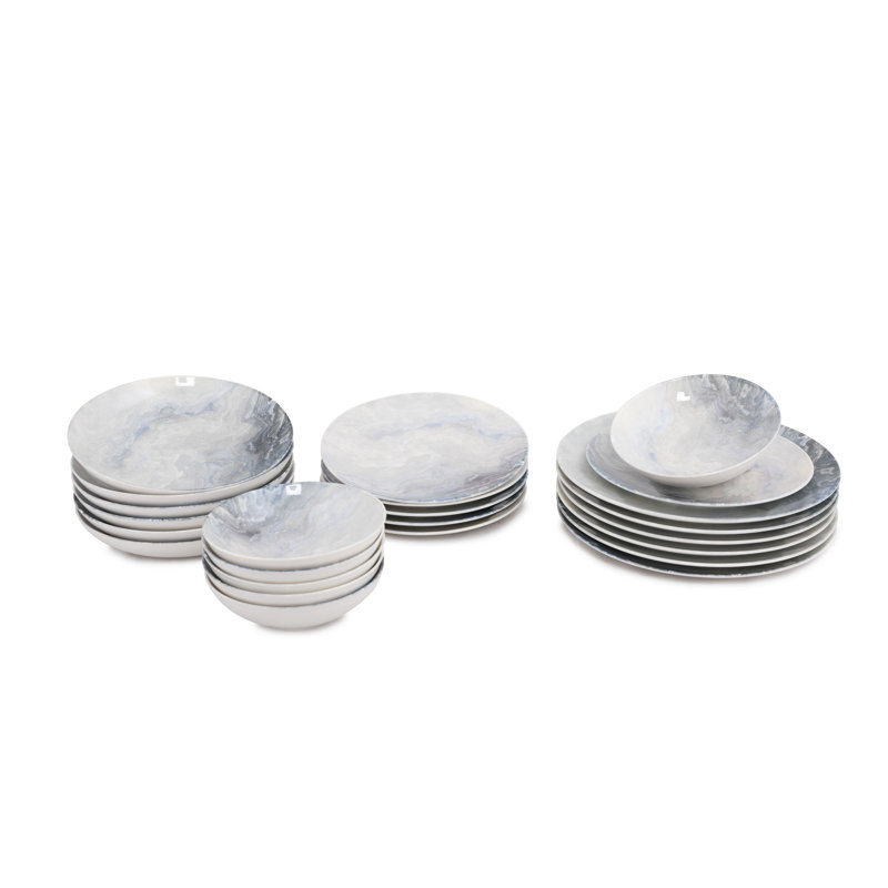 24-Piece Dinner Set, 100% Porcelain, Includes Service Plates (6), Dinner Plates (6), Bowls (6), Dessert Plates (6) | Dishwasher & Microwave Safe | Elegant & Durable Design, Perfect for Everyday Use or Special Occasions