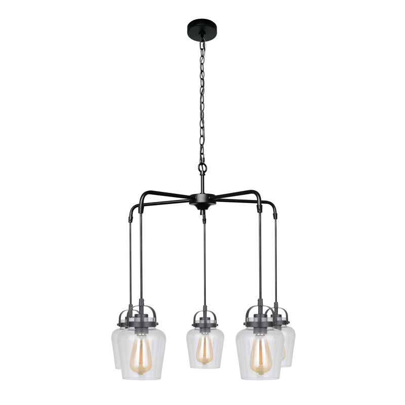 Lustre classique unique à 5 lumières Tribble, Noir mat