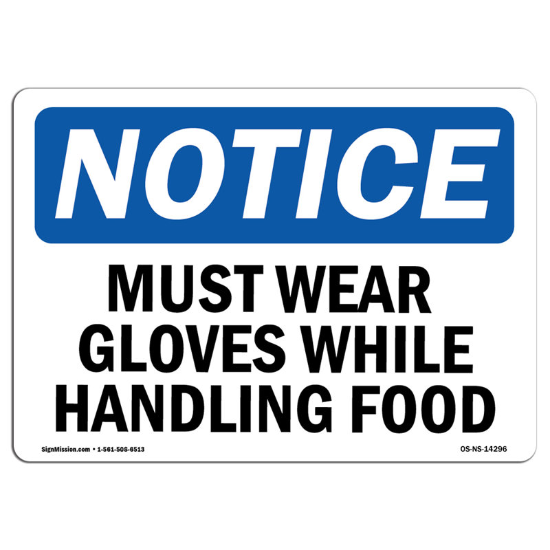 Doit porter des gants lors de la manipulation de l'enseigne en plastique 14 po x 10 po