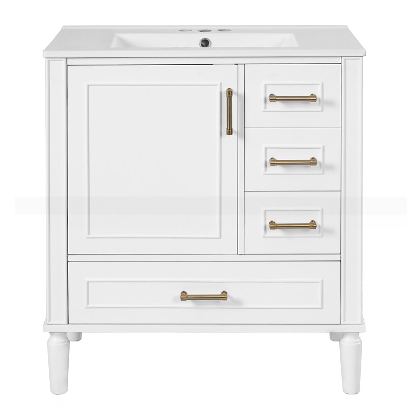 Meuble-lavabo 30 po avec lavabo en céramique, Blanc
