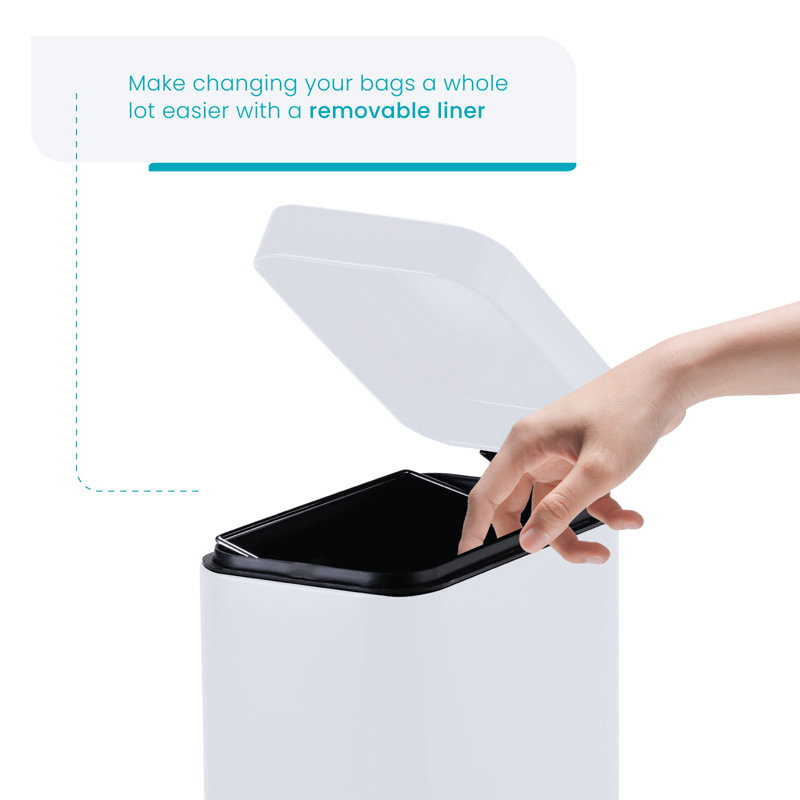 Matte White 1.3 Gallon Stainless Steel Pedal Trash Can