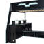 Wood Loft Bed With Desk, Multi-Storage Shelves And RGB Light, Table With Adjustable Placement-1234544407