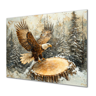 Aigle vol du chasseur en hiver II - aigle, art mural en métal, reproduction d'art moderne en métal