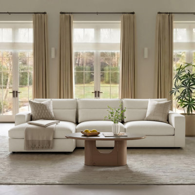 122.4'' Modular Sofa With Reversible Feather-Blend Cushions And Removable Lumbar Pillow.