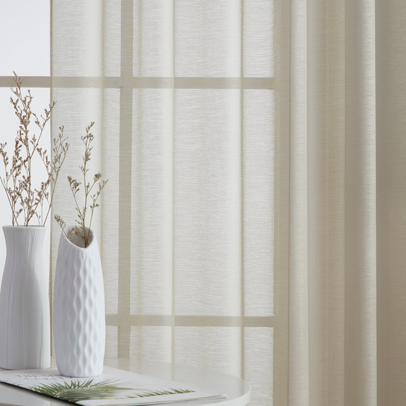 Carmille Semi-Sheer Grommet Curtain Panels, Beige, 54" W x 63" L