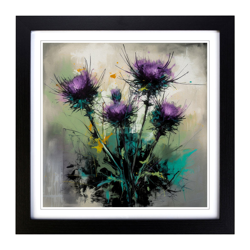Thistle Gestural Art No.1 - Framed Print, Black