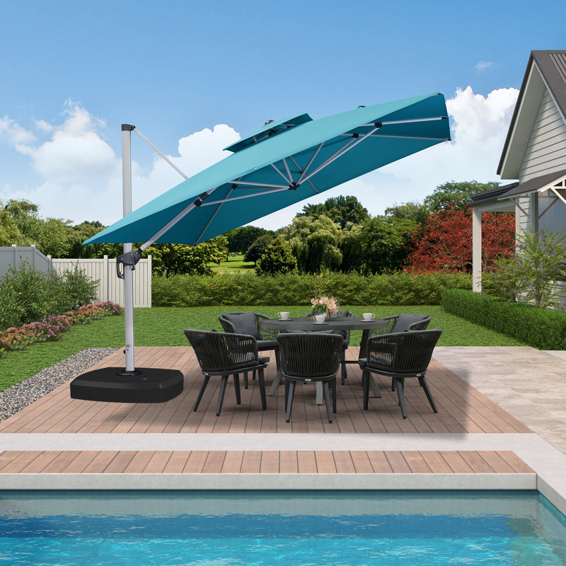 Parasol rectangulaire avec base à roulettes 156 po x 120 po Riksons, rouge, L 120 po x P 156 po, Terra