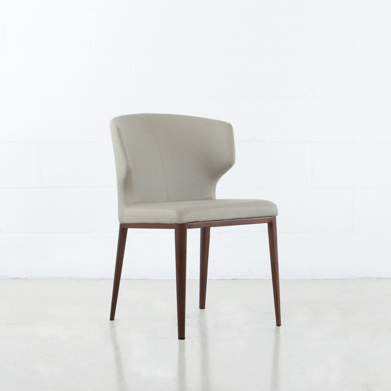Chaise d'appoint rembourrée Belby, Pierre grise, Noyers