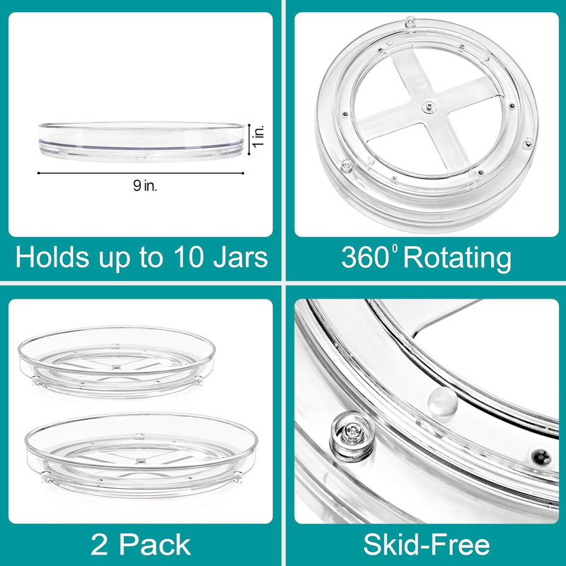 Clear Flat Lazy Susan Organizer 2 Pack