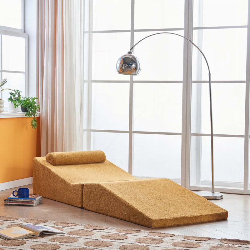 Chaise longue d'intérieur pliable et portable, Jaune
