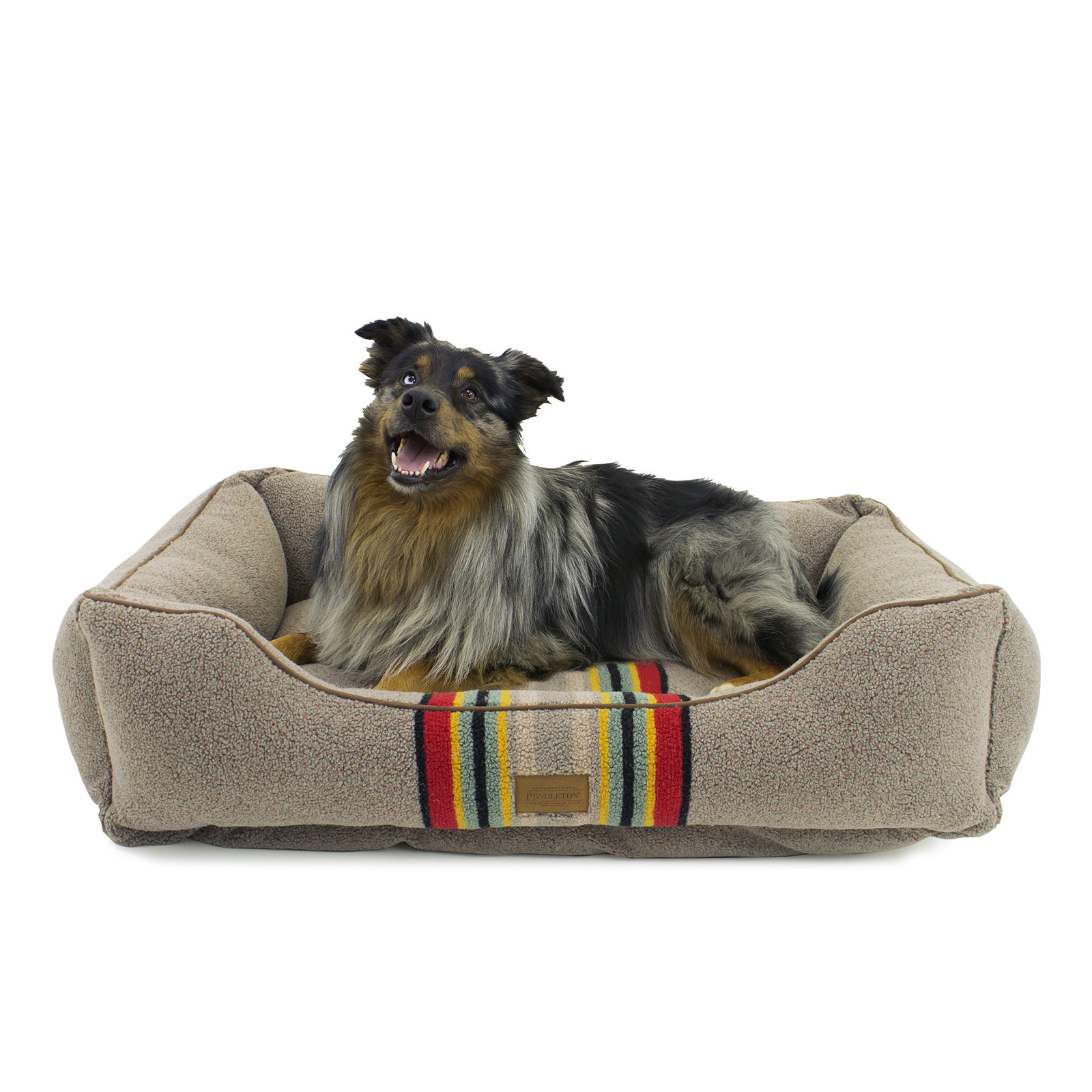 Yakima Striped Pet Bed, Umber Striped Sherpa, Large (36" W x 27" D x 10" H)