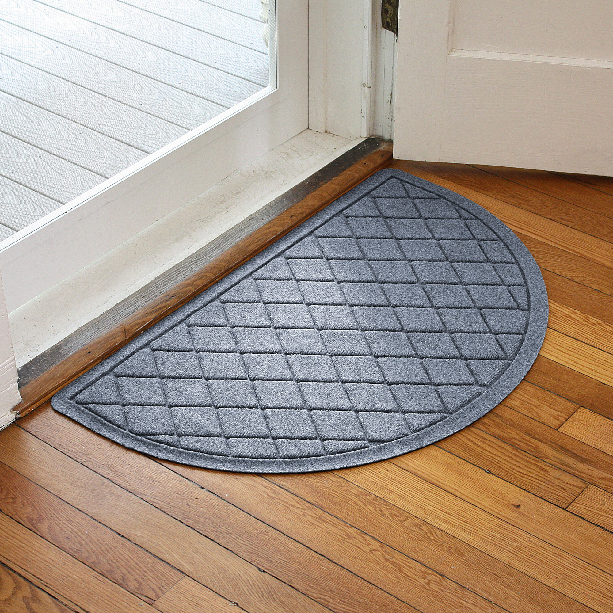 WaterHog Non-Slip Indoor/Outdoor Doormat, Semi-Circle 24" x 39", Bluestone
