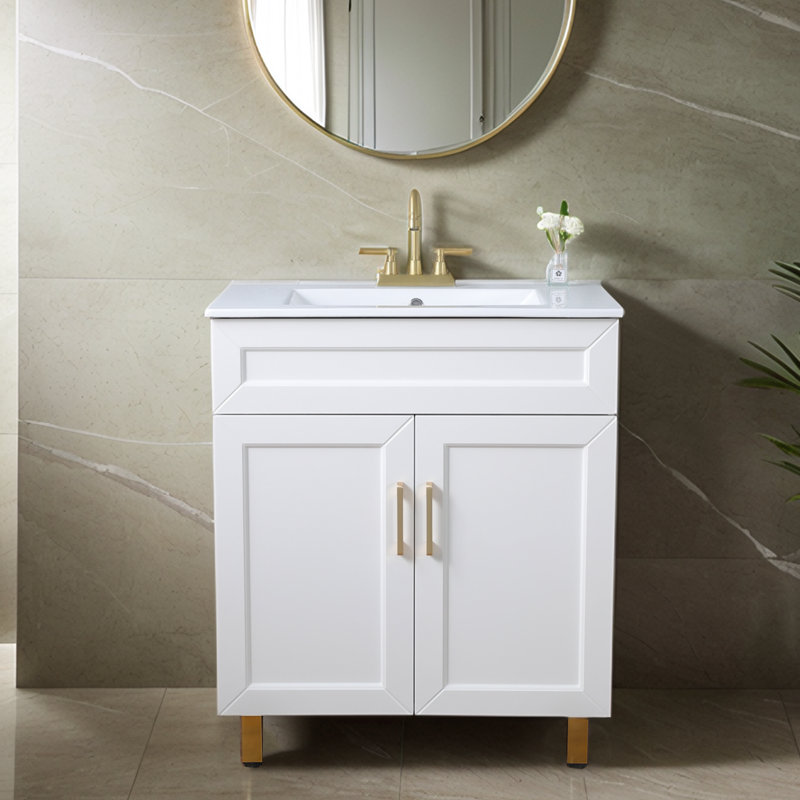Meuble-lavabo simple 30 po blanc avec lavabo en céramique