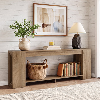 70.86-Inch Long Farmhouse Entryway Console Table, 2-Tier Wooden Sofa Table Behind Couch for Entry, Entrance, Hallway, Foyer, Living Room