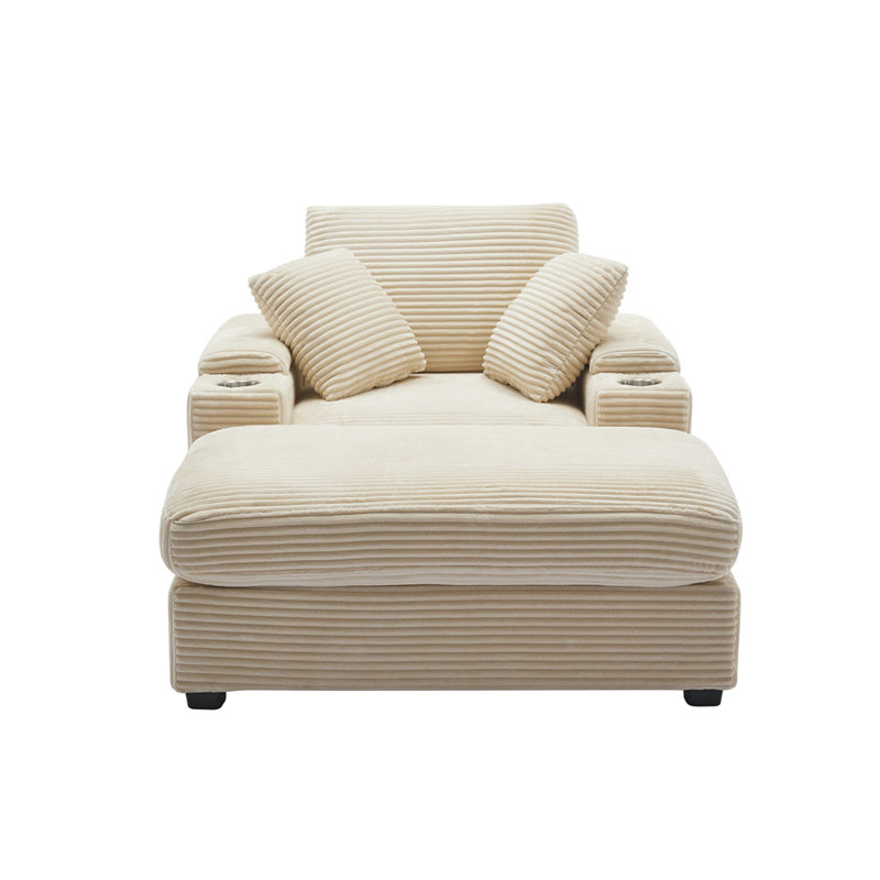 Canapé rembourré Corduroy, Beige