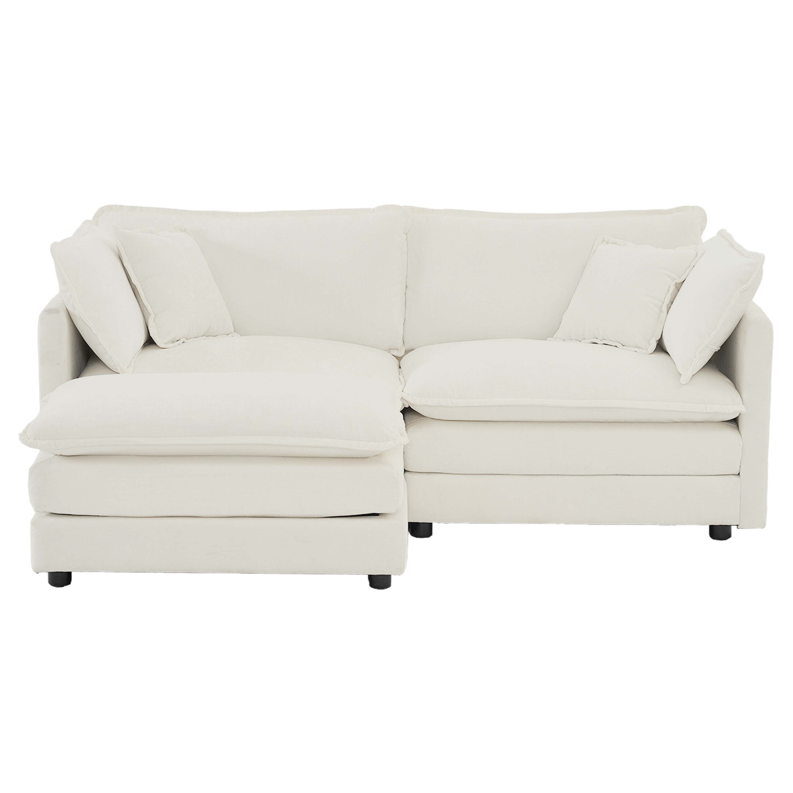 Latitude Run® Chenille Two-Seater Sofa with 1 Footrest, 2 Seater L ...