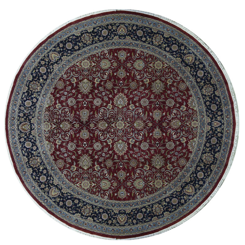 Tapis vin et bleu marine noué à la main de haute qualité