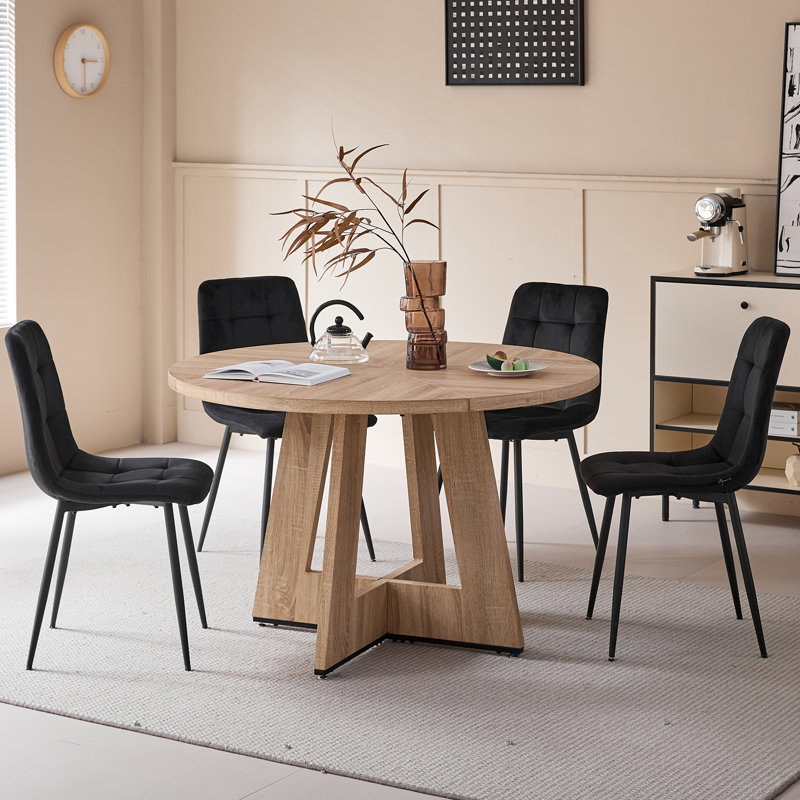 50cm H Velvet Upholstered Metal Side Chair, Black, 4