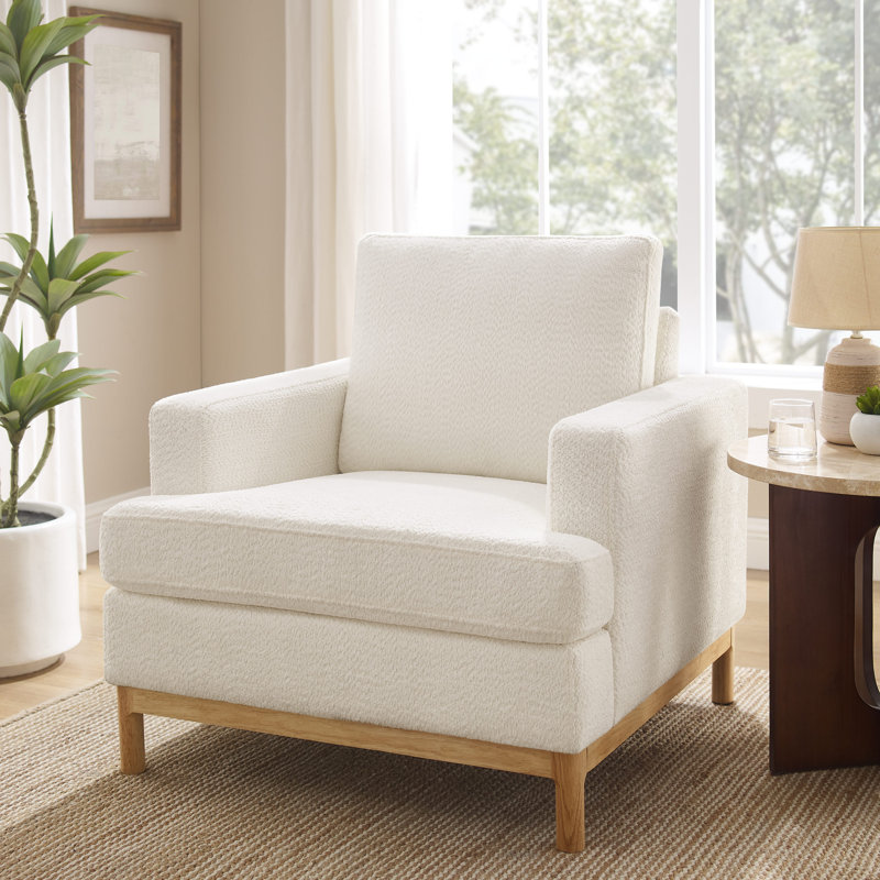Deandrew 33.5'' Wide Accent Chair, White Boucle