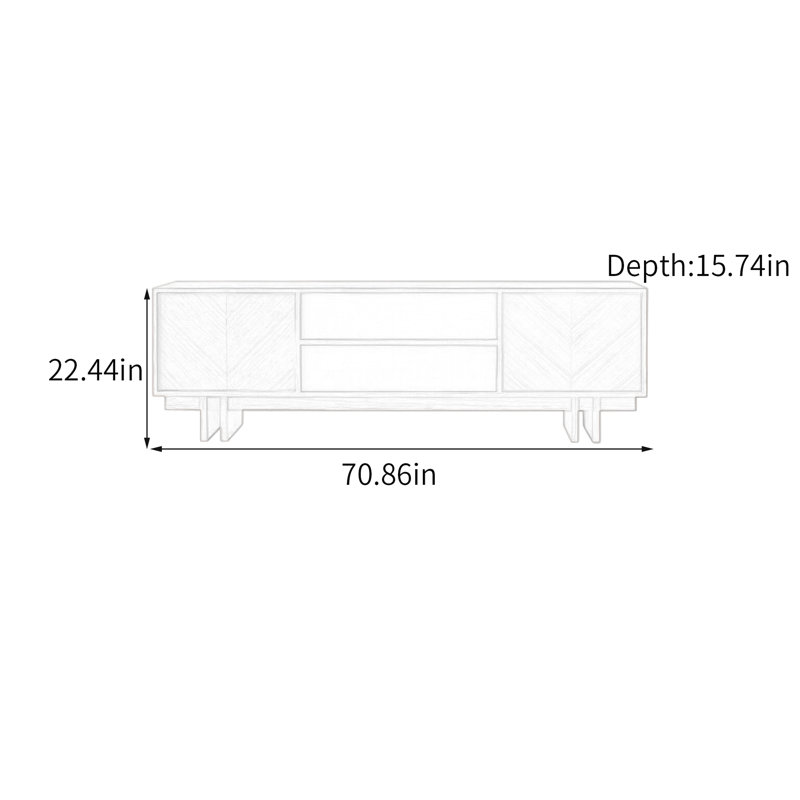 Versatile Storage Simple Wood TV Console, 22.44" H x 70.86" W x 15.74" D