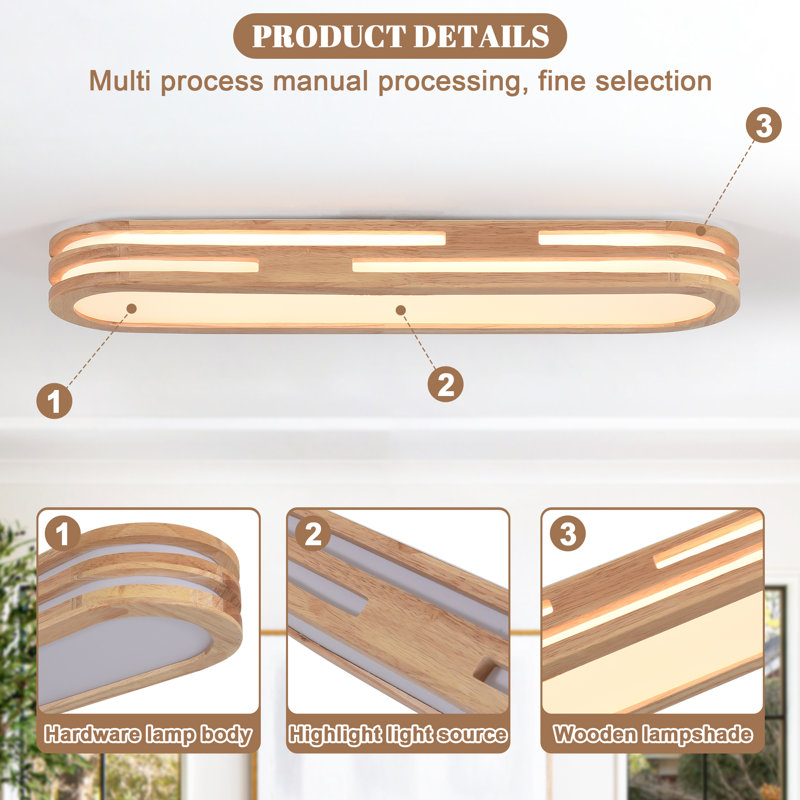 1 - Light 23.6'' Modern Simple Rectangle LED Flush Mount