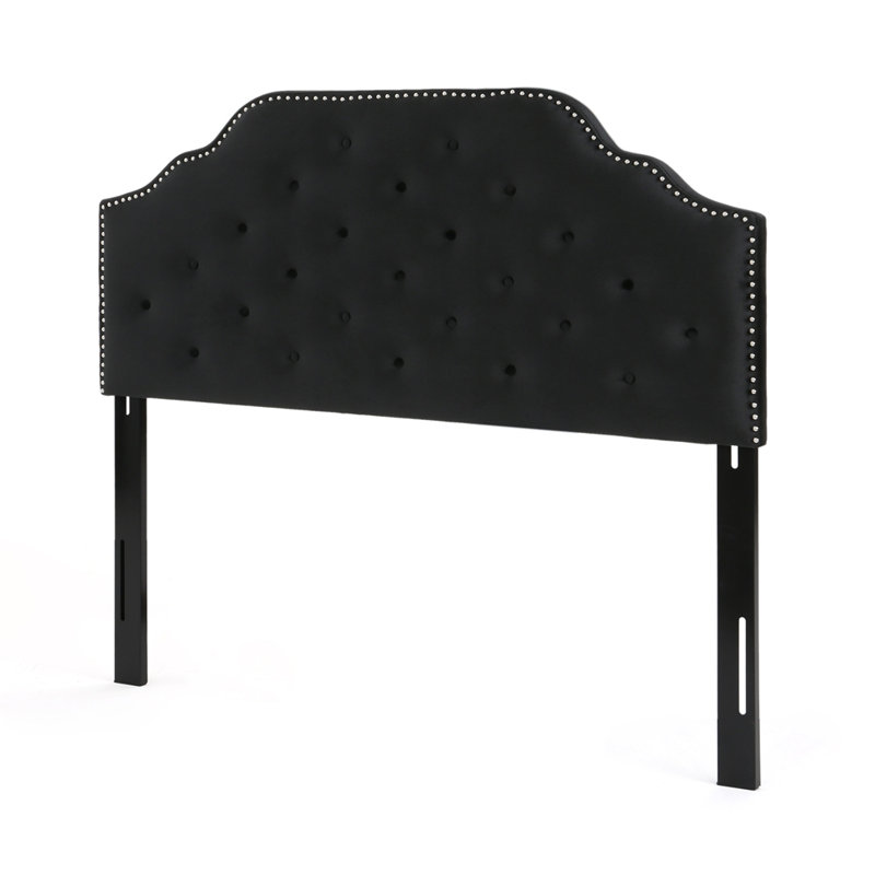 Tufted Upholstered Headboard With Durable Metal Legs, Black