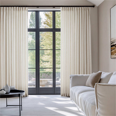 2 pièces de rideau en lin et polyester de 40 x 84 po 300 g / m² avec 7 plis de plis par pièce