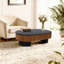 Table basse elliptique de 111 cm (43,7 po) au design unique en forme de champignon, avec rangement dissimulé pour accessoires de bureau. Table contemporaine, couleur noir et brun, solution multifonctionnelle.