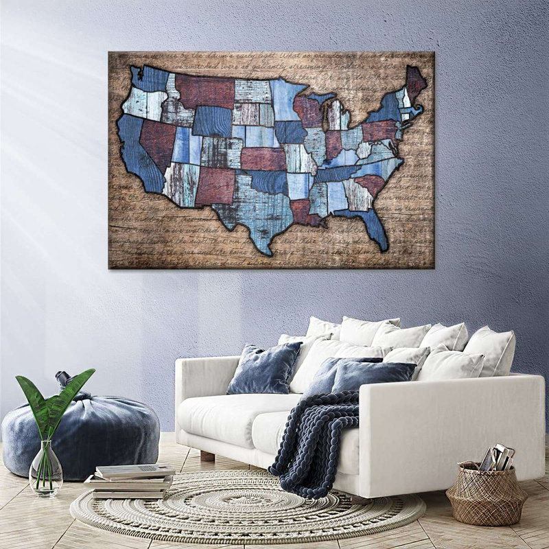Impression sur toile Wood Grain USA, H 32 po x l 48 po x P 1,25 po