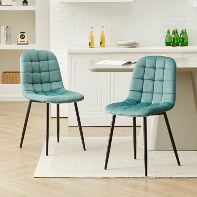 50cm H Velvet Upholstered Metal Side Chair