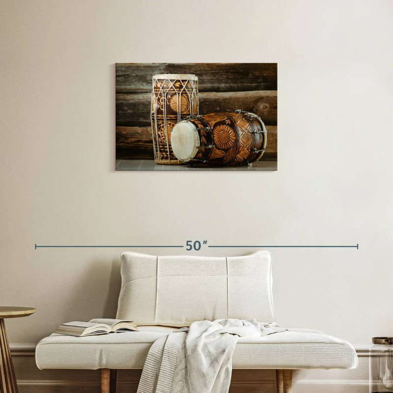 Abarca Indian Dholak Drums, 20" H x 30" W