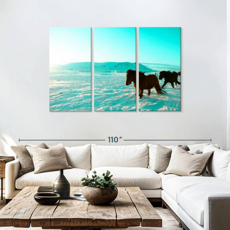 Brampt, chevaux islandais, H 48 po x l 74 po