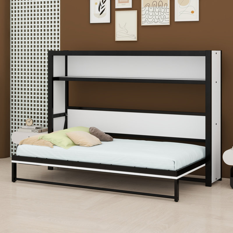 Lit escamotable avec tablettes Murphy, Blanc