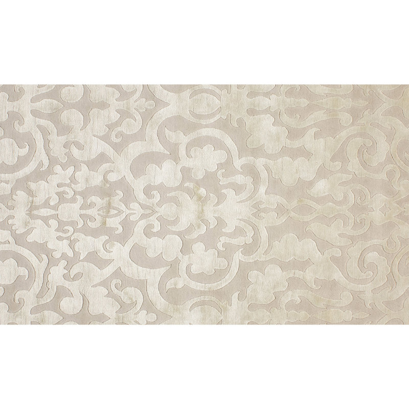 Ikat Area Rug in Ivory/White, Rectangle 6' x 9'