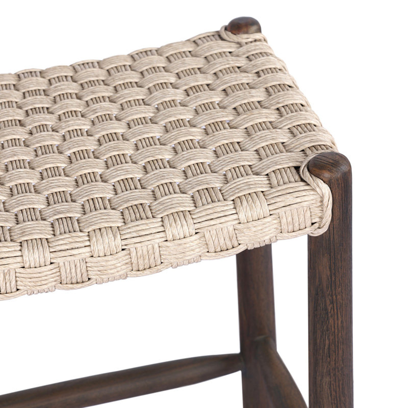 Savio Outdoor Stool-Dark Textured Woven-Counter, Beige, 30"
