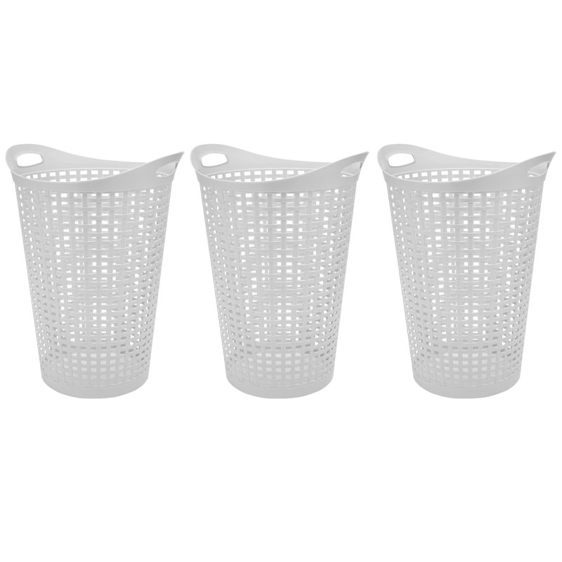 Wicker Laundry Basket with Handles, White