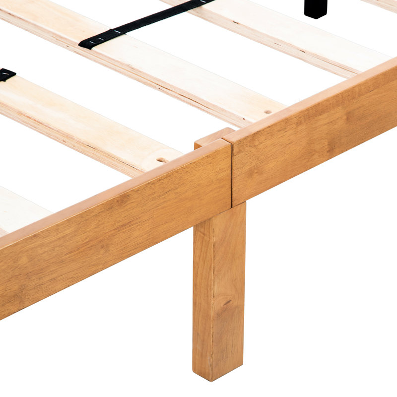 Grand lit plateforme en bois - capacité de poids de 650 à 700 lb, bois massif de conception simple, sans sommier, maximum