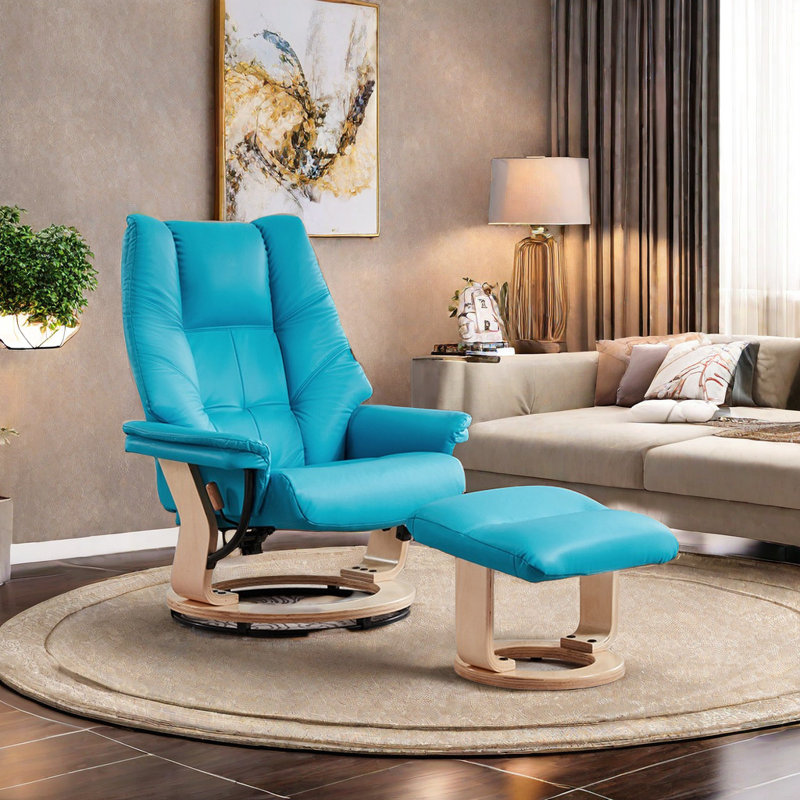 Nouchee Swivel Recliner, Natural, Blue