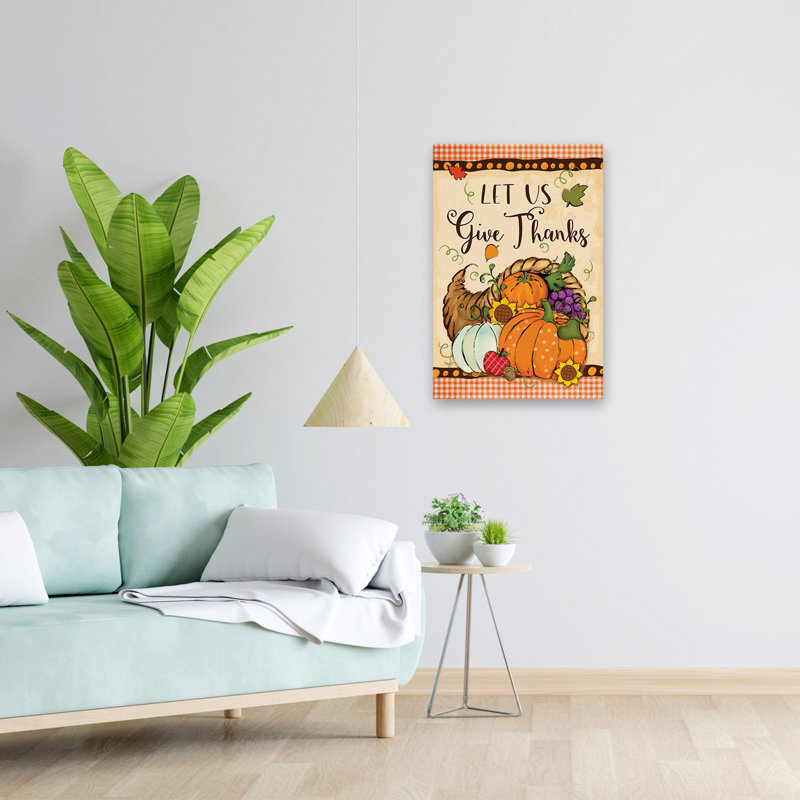Laissez-nous donner grâce - art de raisins de citrouille corne d'abondance contemporaine, H 24 po x l 16 po
