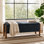 Banc de rangement rembourré moderne de 47 po avec pieds en bois de noyer