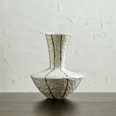 Vase Ivory Vertical Line Multi Use Handmade Tabletop Flower Vase Living Room Home Decor