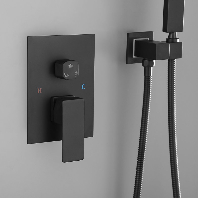 10 Inch Square Shower - Luxury Matte Black Bathroom Rain Mixer With Nozzle For Easy Cleaning Wall Mounted System Clean