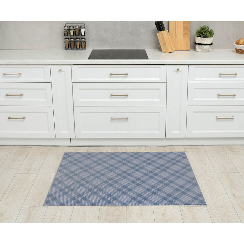 Tapis de cuisine Lily Tartan, Bleu, Rectangulaire 3 pi x 5 pi