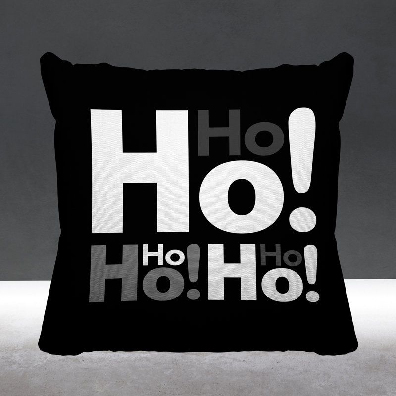 Coussin intérieur / extérieur Hohoho Christmas, L 15 po x H 15 po, Noir