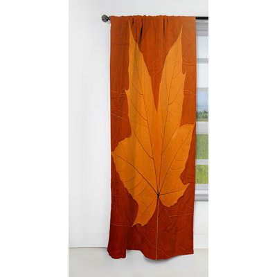 Amber Autumn Maple Leave - Leaves Curtain - Blackout Floral Curtain - 1 Panels